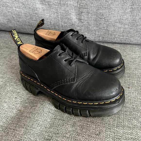 Dr. Martens Audrick 3-Eye Platform Shoes Black Leather UK 7 US 9 Chunky Sole EUC - Picture 16 of 16